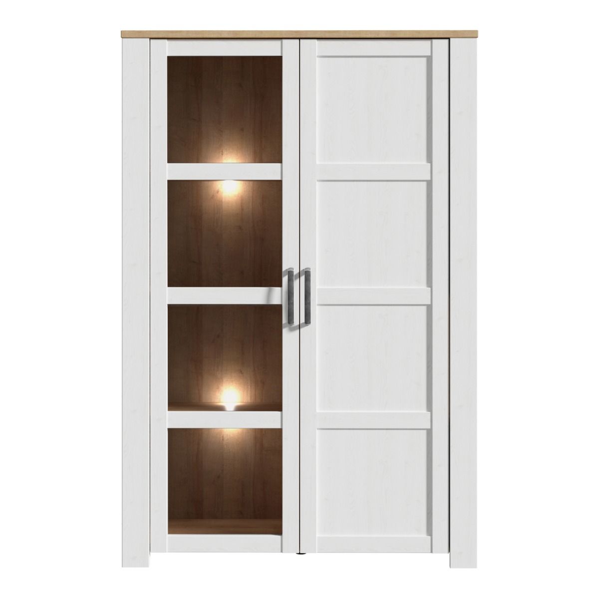 Bohol Display Cabinet inc. 2x LED Lights in Riviera Oak/White