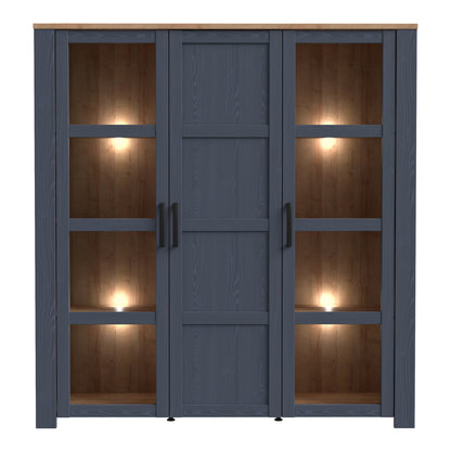 Bohol Large Display Cabinet inc. 4x LED Lights in Riviera Oak/Navy