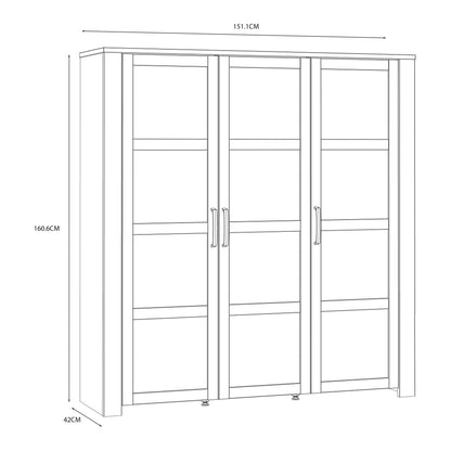 Bohol Large Display Cabinet inc. 4x LED Lights in Riviera Oak/White