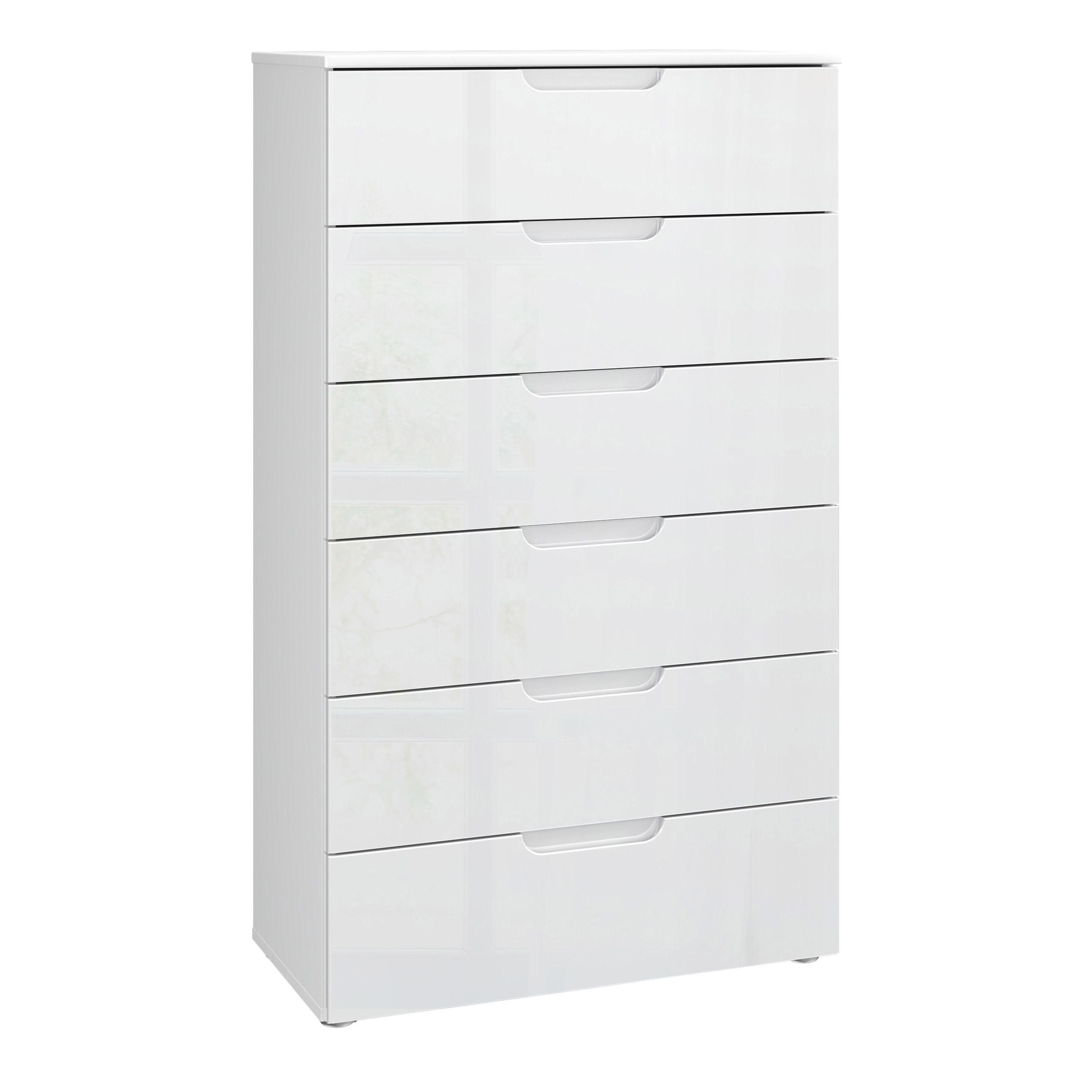 Sienna Chest of 6 Drawers in White/White High Gloss