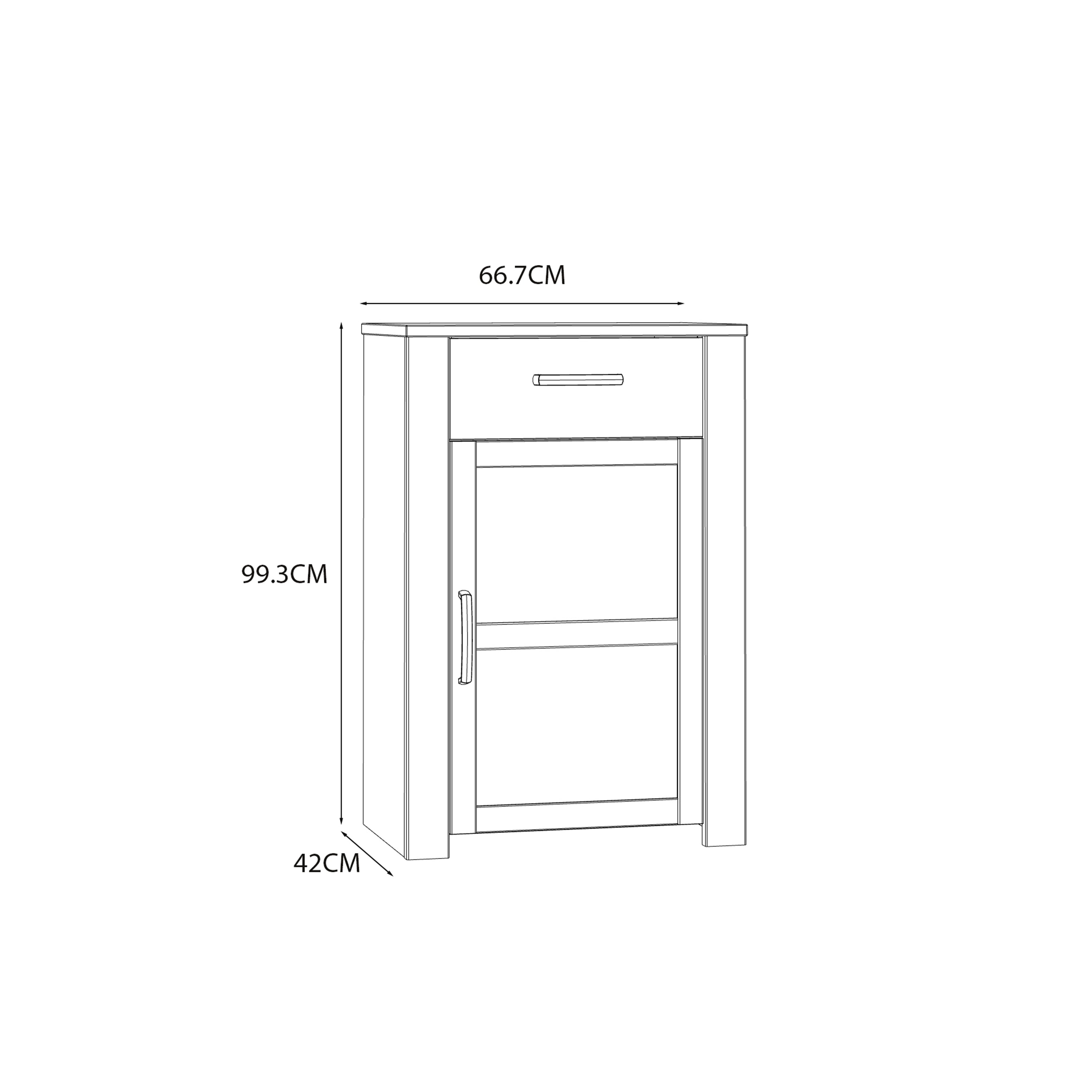 Bohol 1 Door 1 Drawer Shoe Cabinet in Riviera Oak/White