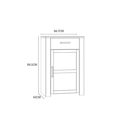 Bohol 1 Door 1 Drawer Shoe Cabinet in Riviera Oak/White