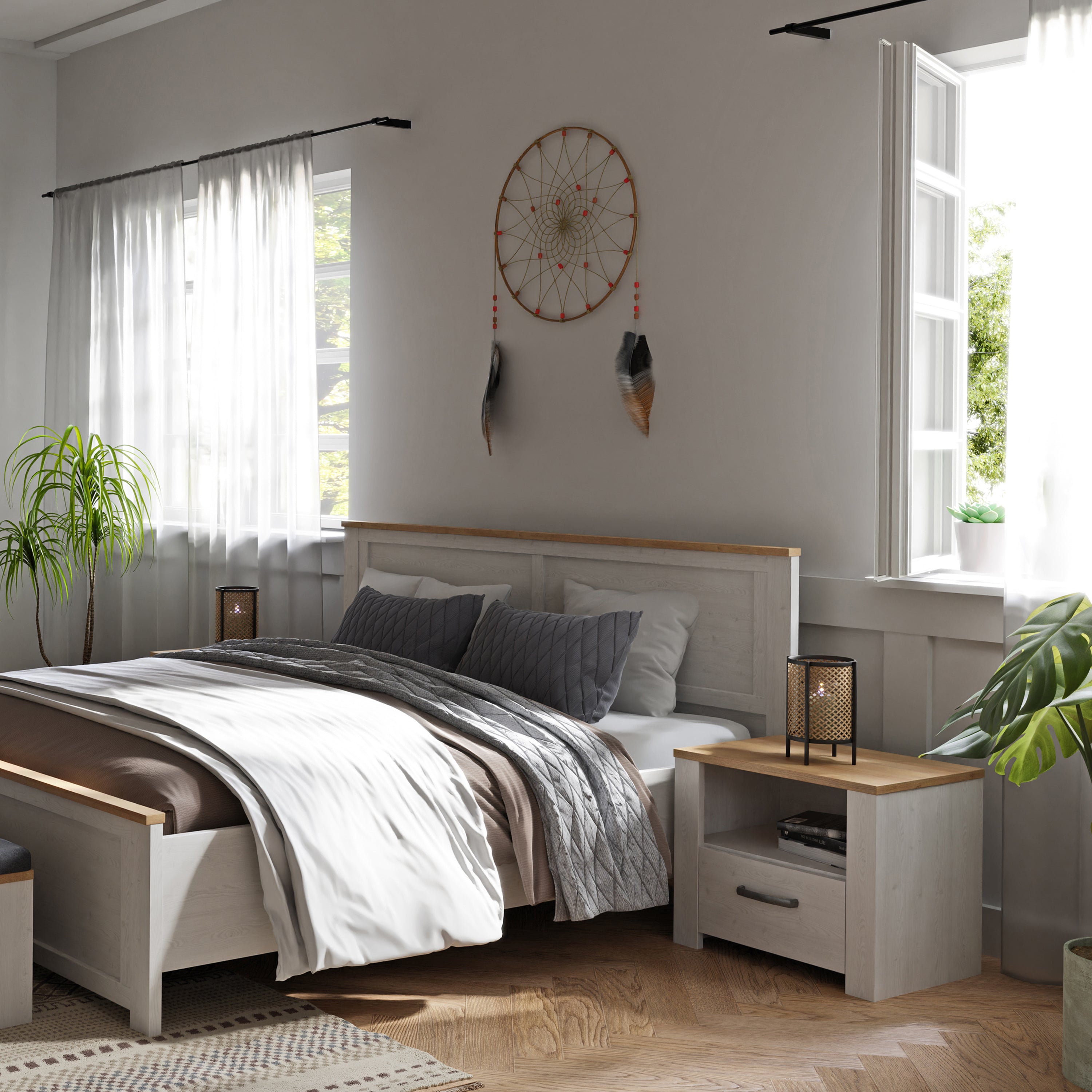 Bohol 1 Drawer Bedside I n Navy Oak