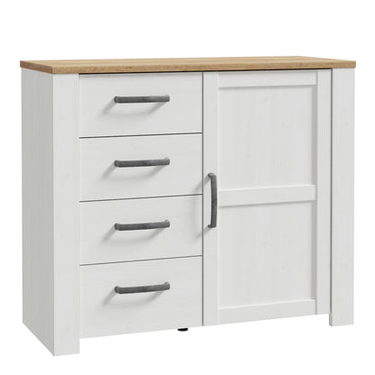 Bohol 1 Door 4 Drawer Chest in Riviera Oak/White