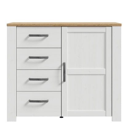 Bohol 1 Door 4 Drawer Chest in Riviera Oak/White