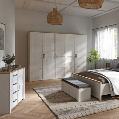 Bohol 1 Door 4 Drawer Chest in Riviera Oak/White