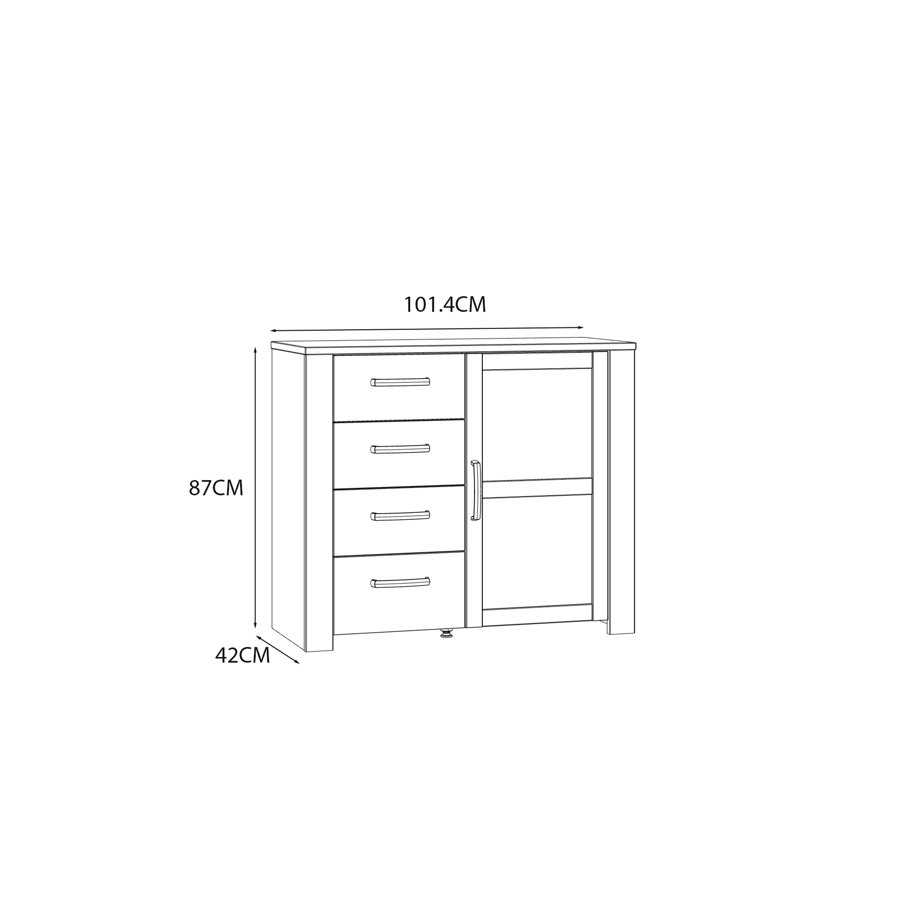Bohol 1 Door 4 Drawer Chest in Riviera Oak/White