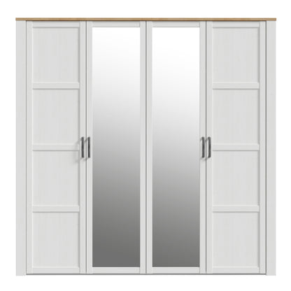 Bohol 2 Door 2 Mirrored Door Wardrobe in Riviera Oak/White