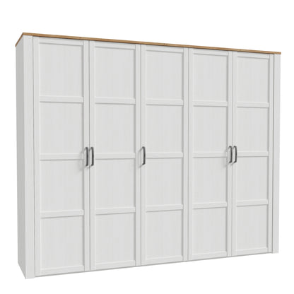 Bohol 5 Door Wardrobe in Riviera Oak/White