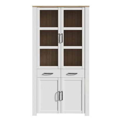 Bohol Display Cabinet 4 Door 2 Drawer in Oak/White
