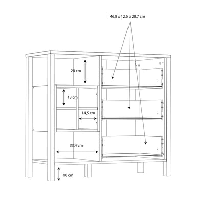 High Rock 3 Drawer Display Chest in Matt Black/Riviera Oak