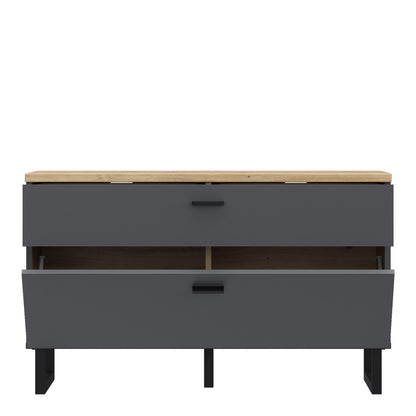 Klara TV Unit with 1 Drawer 1 Flip Door in Grey and Oak