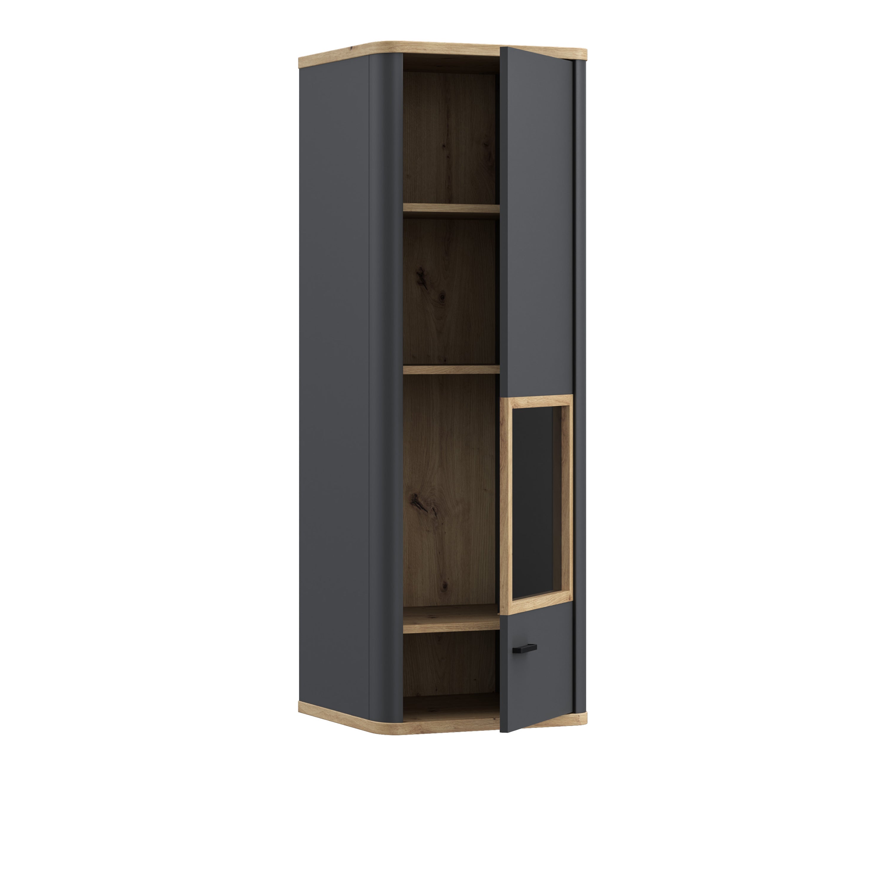 Klara Display Cabinet with 1 Glass Door in Grey and Oak inc LED Lighting