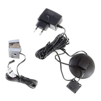 Wensley Display Cabinet with 1 Door 1 Drawer and  1 Glass Door in Light Grey and Oak inc LED Lighting