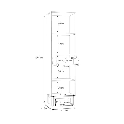 Wensley Display Cabinet with 1 Door 1 Drawer and  1 Glass Door in Light Grey and Oak