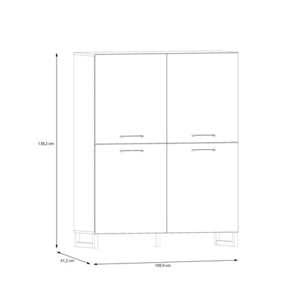 Sali 4 Door Highboard in Sage Green