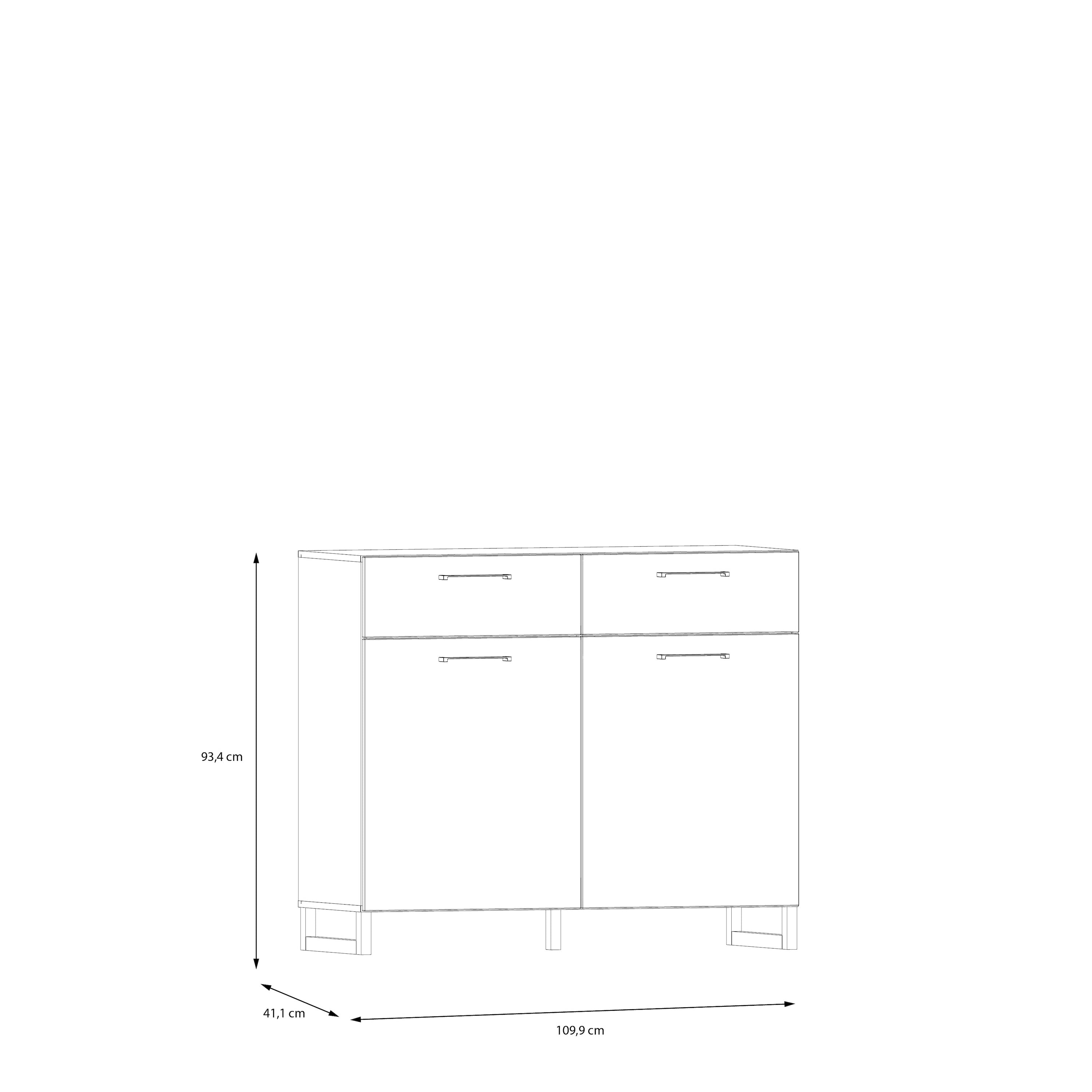 Sali 2 Door 2 Drawer Chest in Light Grey