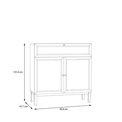 Wensley 2 Door 1 Drawer Console in Light Grey and Oak