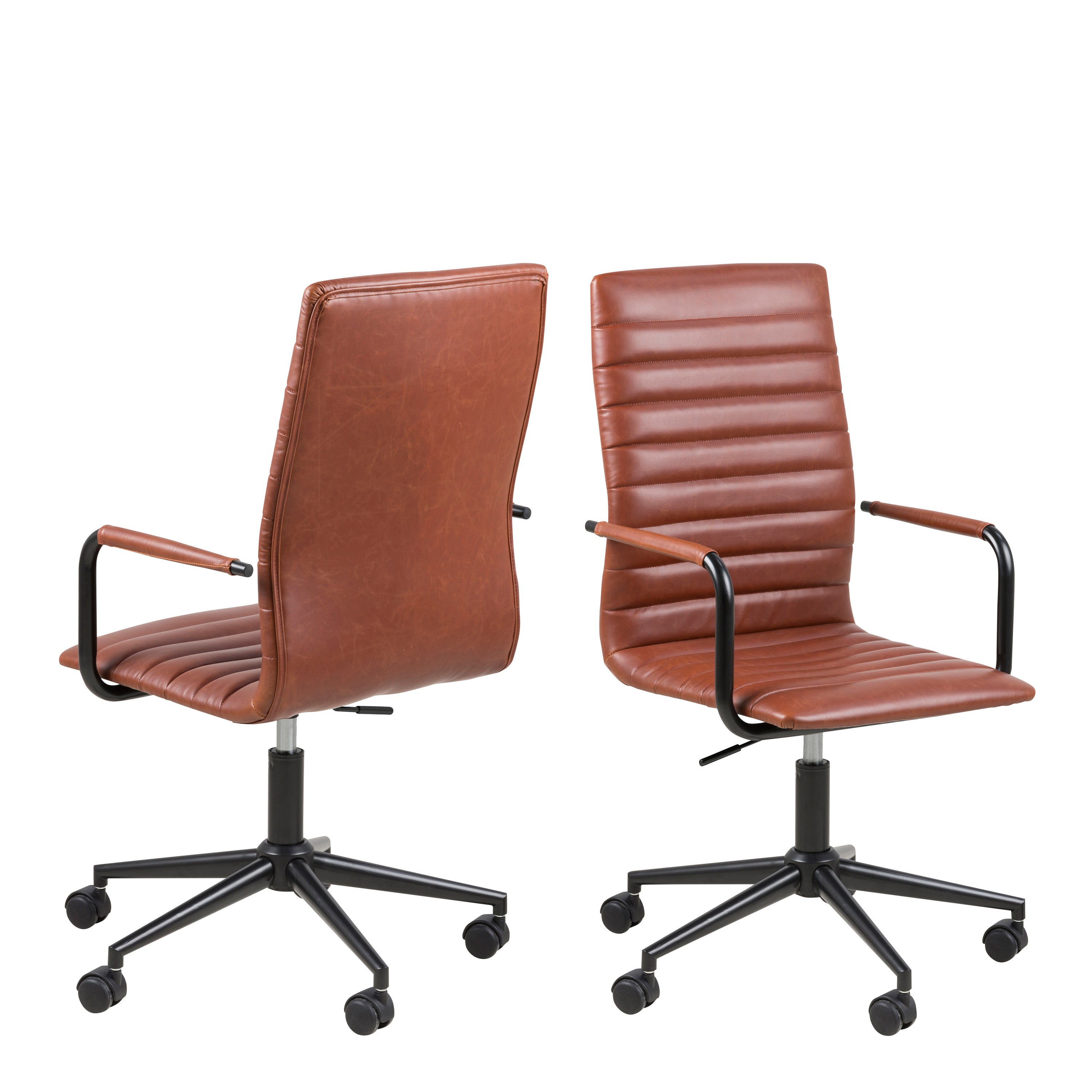 Winslow Swivel Desk Chair With Adjustable Height Function in Vintage Brandy