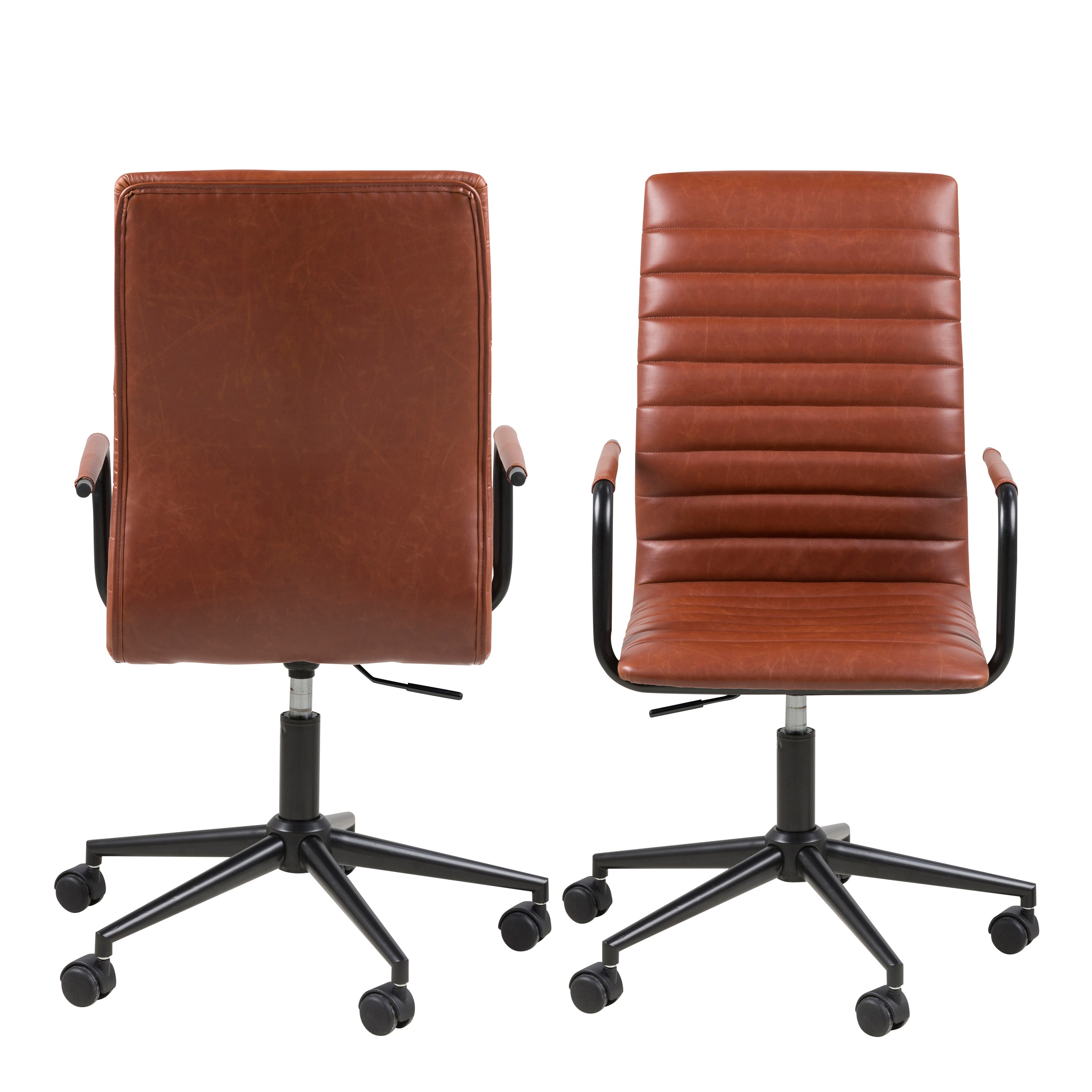 Winslow Swivel Desk Chair With Adjustable Height Function in Vintage Brandy