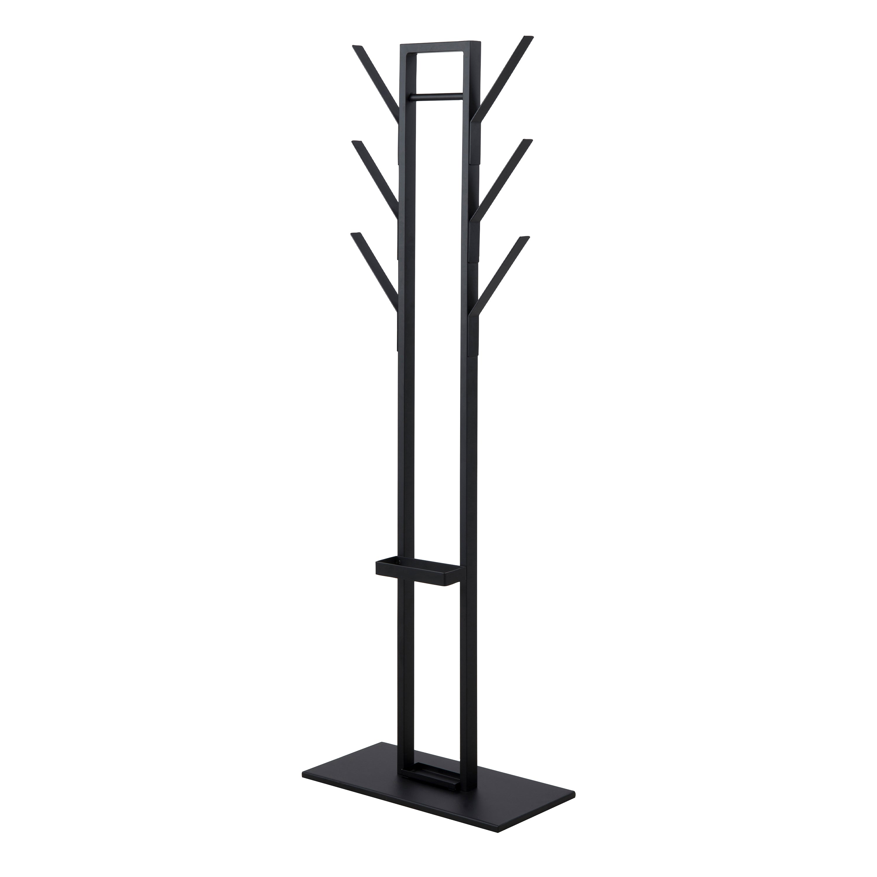 Vinson coat hanger, frame and base matt black powder coated steel, 56x28x165 cm