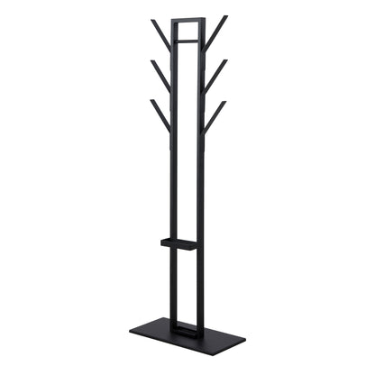 Vinson coat hanger, frame and base matt black powder coated steel, 56x28x165 cm