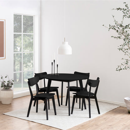 Roxby Round Dining Table in Black 105x76cm Included 4 Roxby Dining Chairs in Black