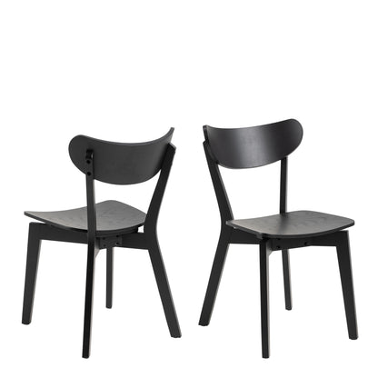 Roxby Round Dining Table in Black 105x76cm Included 4 Roxby Dining Chairs in Black