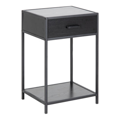 Seaford Bedside Table with 1 Drawer in Black