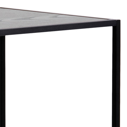 Seaford Black Metal Bar Table with Black Ash Top
