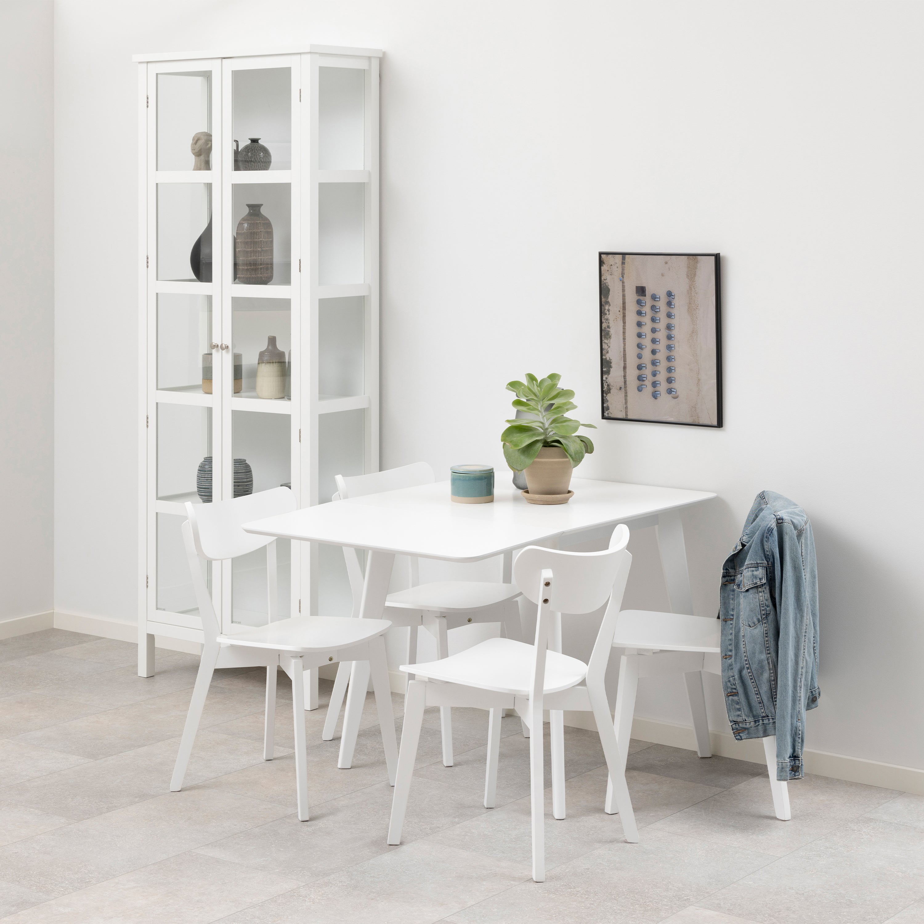 Roxby Square Dining Table in White Included 4 Roxby Dining Chair in White