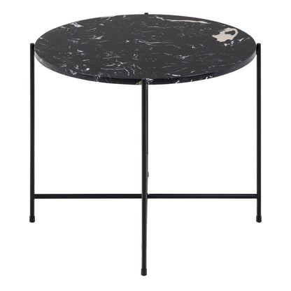 Avila Side Table with Black Polished Marble Stone 52x40cm