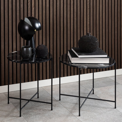 Avila Side Table with Black Polished Marble Stone 52x40cm