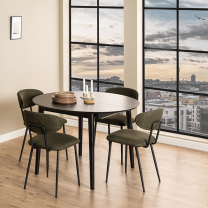 Montreux Round Extending Dining Table in Black 115-154 cm