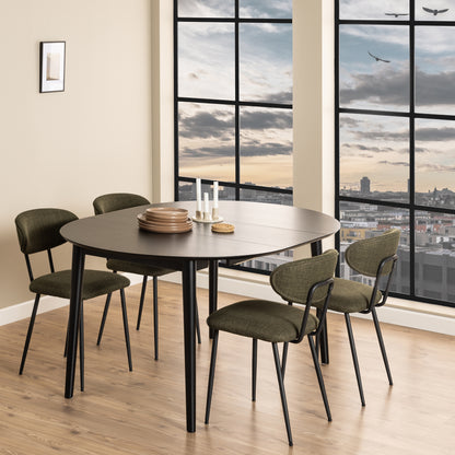 Montreux Round Extending Dining Table in Black 115-154 cm