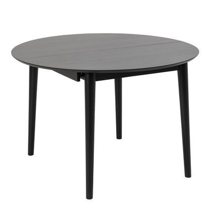 Montreux Round Extending Dining Table in Black 115-154 cm Included 4 Cassandra Dining Chair with Armrest in Black