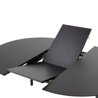 Montreux Round Extending Dining Table in Black 115-154 cm Included 4 Cassandra Dining Chair with Armrest in Black