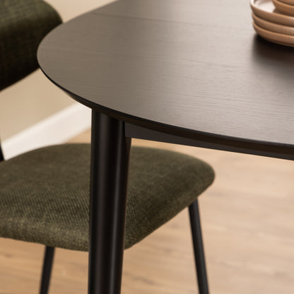 Montreux Round Extending Dining Table in Black 115-154 cm Included 4 Cassandra Dining Chair with Armrest in Black