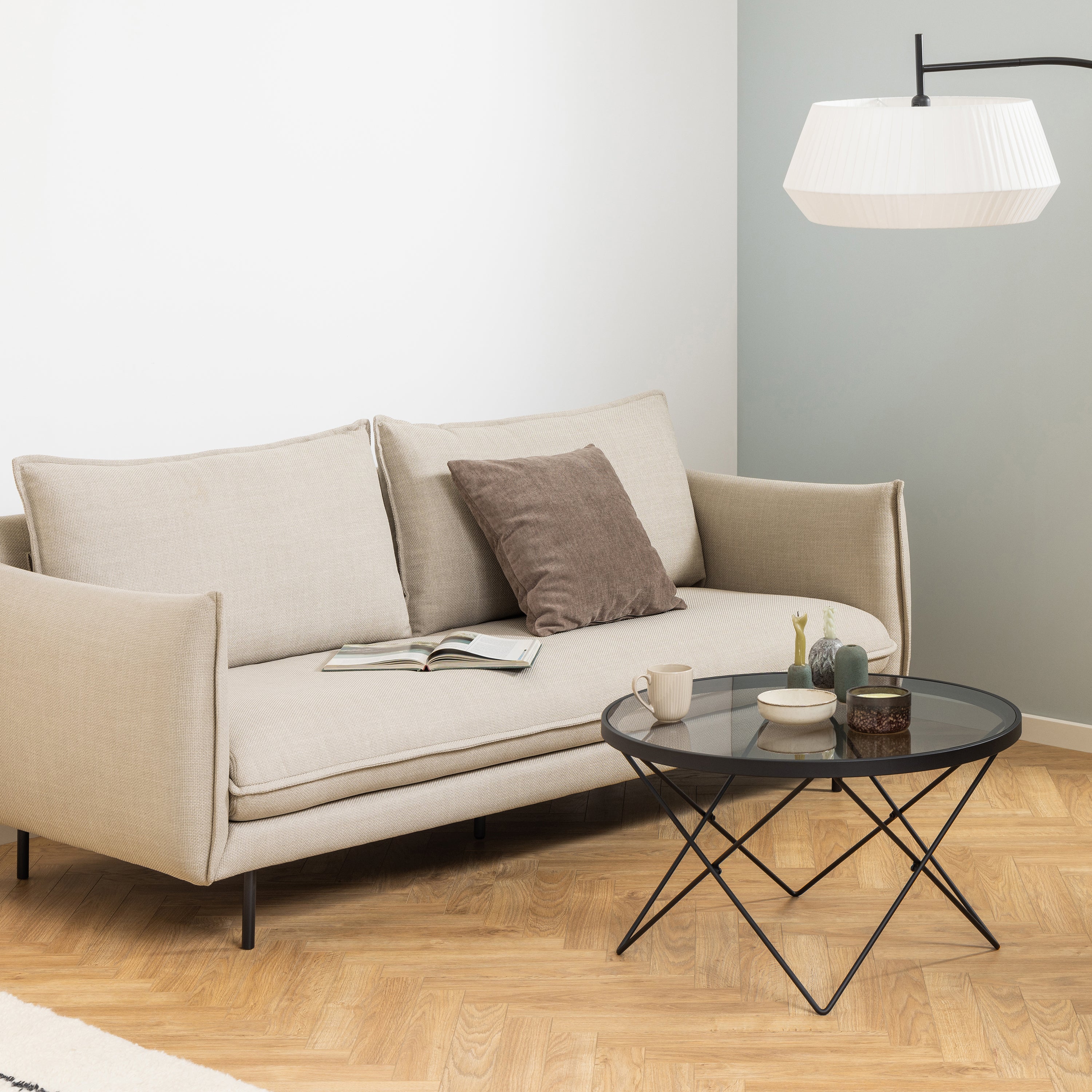 Cuxton Black Coffee Table with Smoked Glass Top