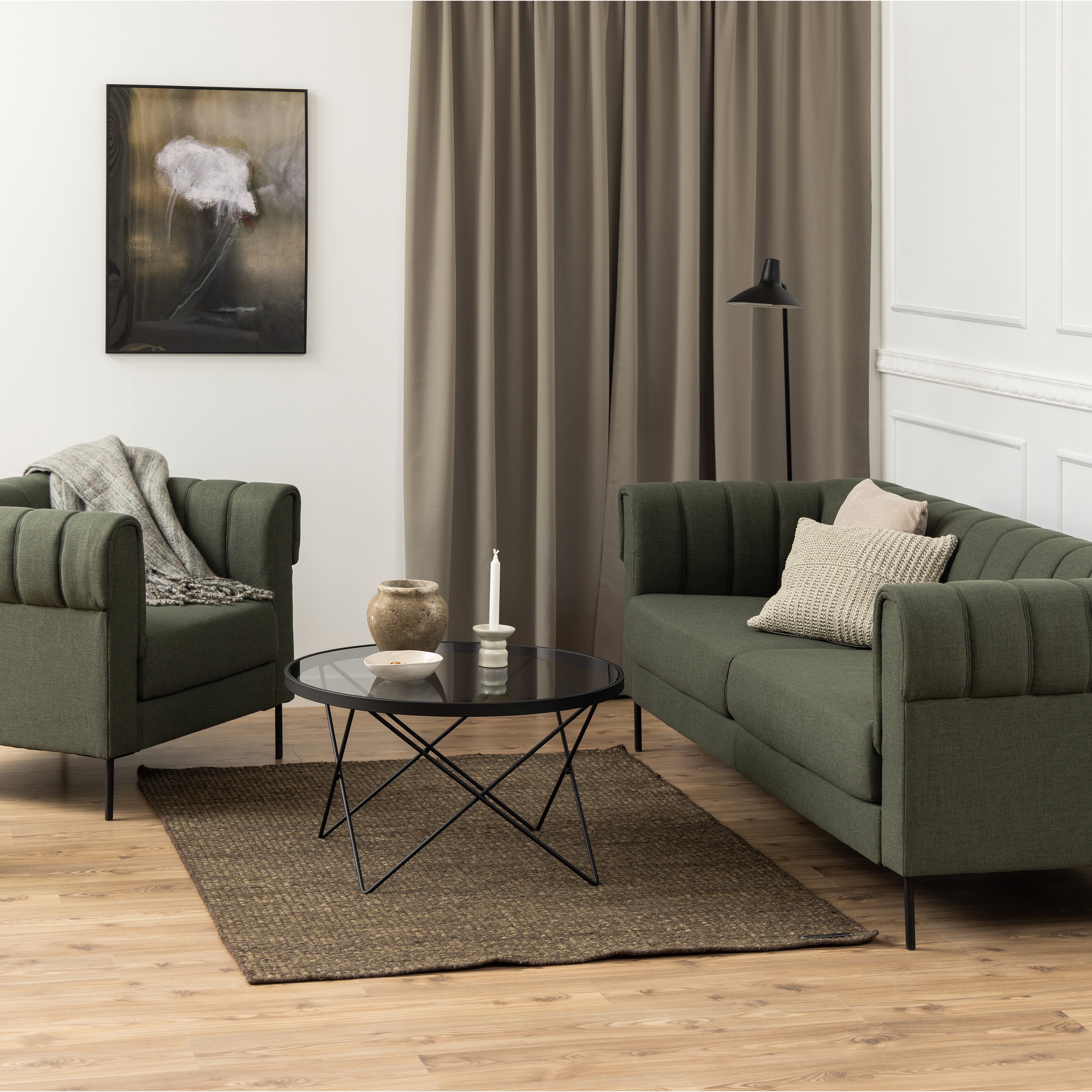 Cuxton Black Coffee Table with Smoked Glass Top