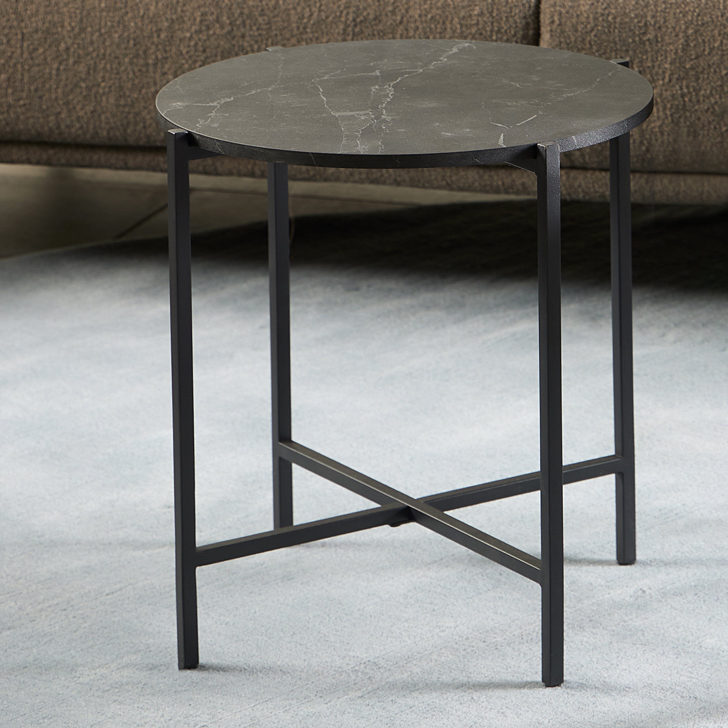Lamoine Round Side Table in Matt Black