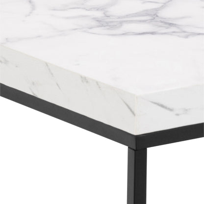 Barossa Coffee Table with White Marble Carrara Top & Black Base 40cm