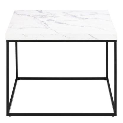 Barossa Coffee Table with White Marble Carrara Top & Black Steel Base 60cm