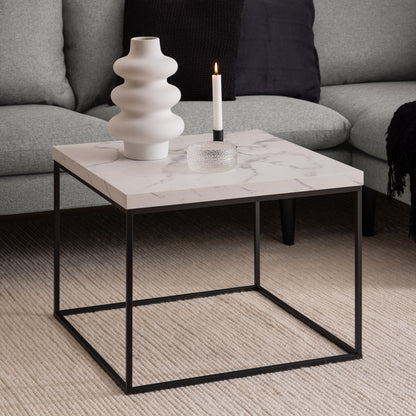 Barossa Coffee Table with White Marble Carrara Top & Black Steel Base 60cm