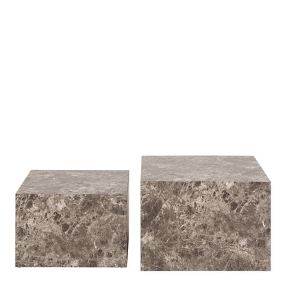 CLEARANCE Dice Square Coffee Table Set in Light Brown Emperador Rough Paper