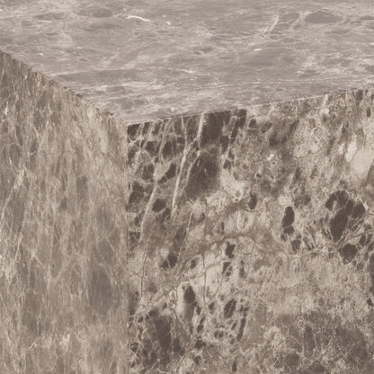 CLEARANCE Dice Square Coffee Table Set in Light Brown Emperador Rough Paper