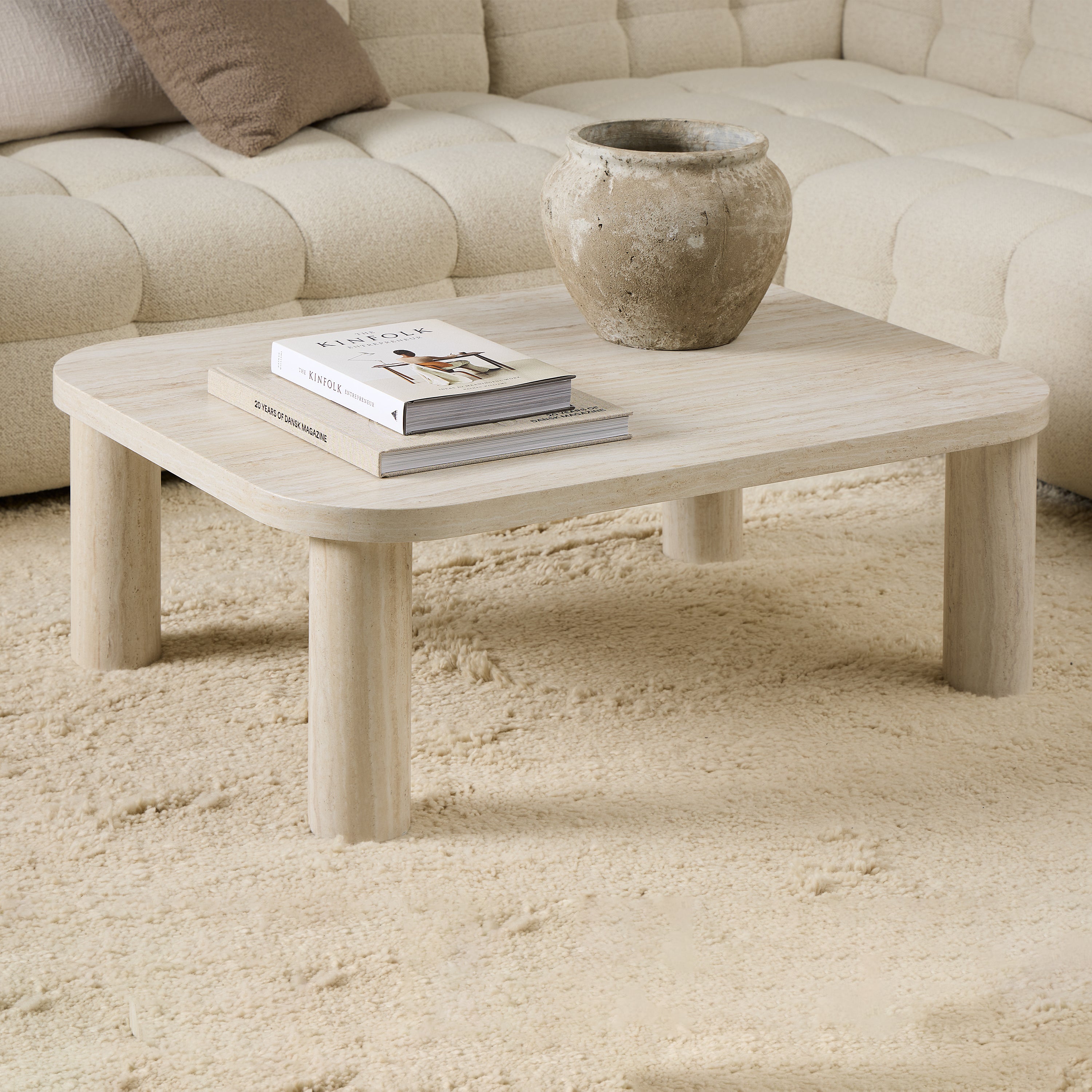 Solano Rectangular Coffee Table in Light Travertine 100 x 75 cm