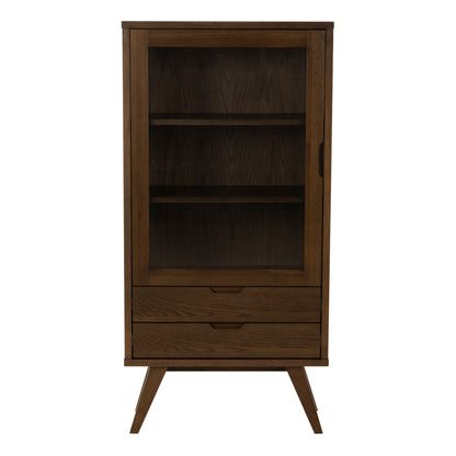 A-Line Display Cabinet with 2 Drawers and 2 Shelves in Smoked Oak
