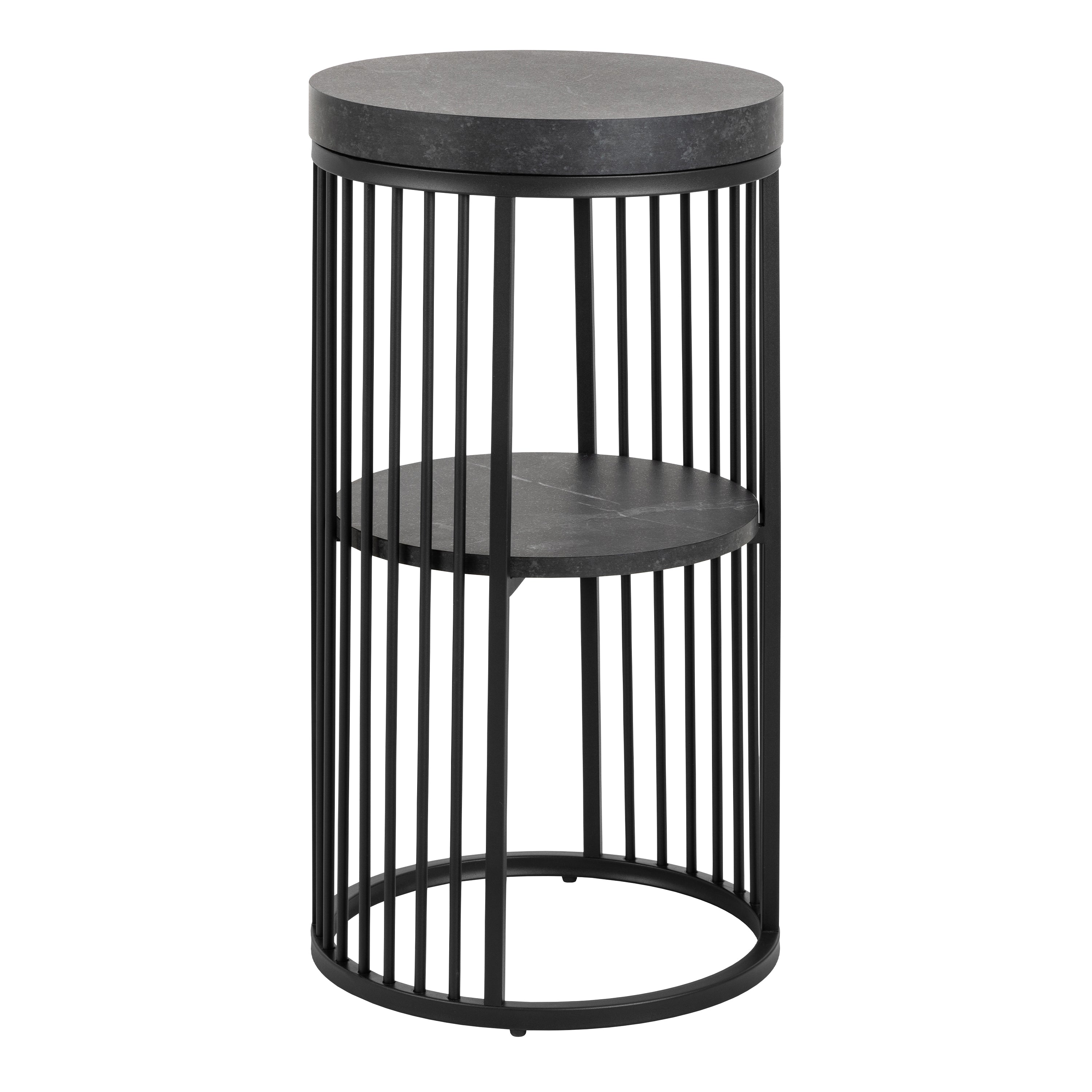 Strington Round Bedside Table 1 Shelf in Matt Black