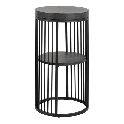 Strington Round Bedside Table 1 Shelf in Matt Black
